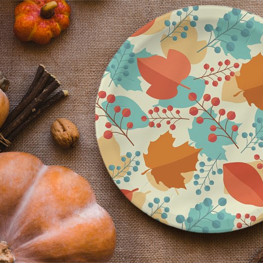 Modernes Herbstlaub Muster | ERNTEDANK Pappteller