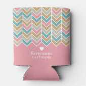 Modernes Herringbone-Muster - Rosa Blau Gold Dosenkühler (Rückseite)