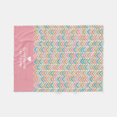 Modernes Herringbone-Muster - Rosa Blau Gold Fleecedecke (Vorderseite (Horizontal))
