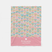 Modernes Herringbone-Muster - Rosa Blau Gold Fleecedecke (Vorderseite)