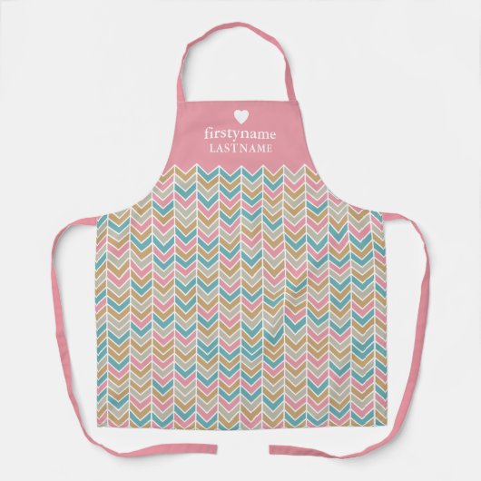 Modernes Herringbone-Muster - Rosa Blau Gold Schürze (Vorderseite)