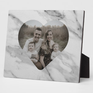 Modernes Herz aus schwarz-grauem Marmor Fotoplatte