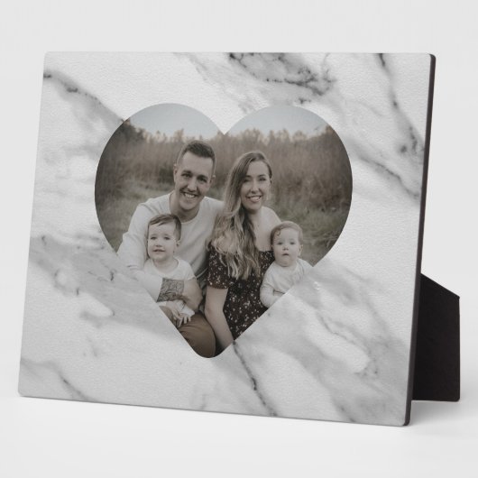 Modernes Herz aus schwarz-grauem Marmor Fotoplatte (Seite)