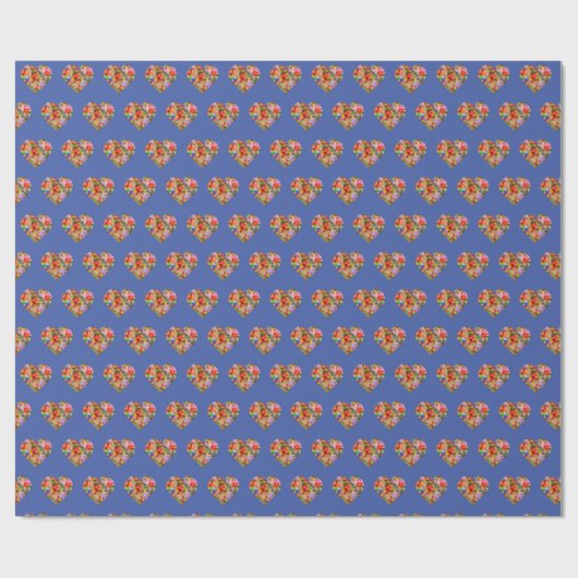 Modernes Herz-Blau-Muster Geschenkpapier (Flach)