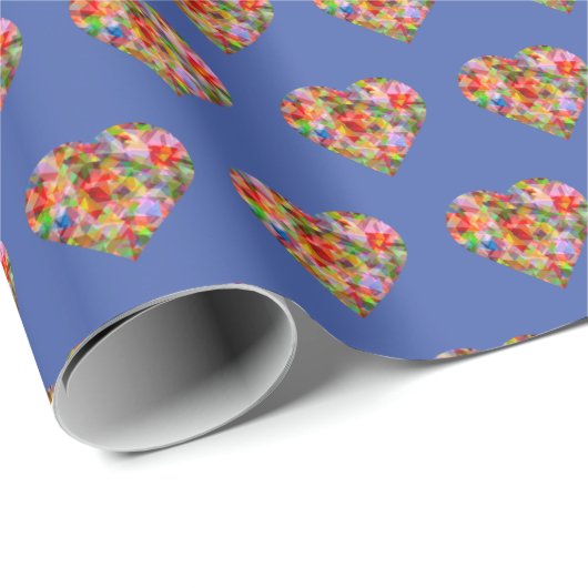 Modernes Herz-Blau-Muster Geschenkpapier (Rolleneckpunkt)