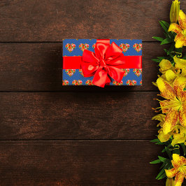 Modernes Herz-Blau-Muster Geschenkpapier