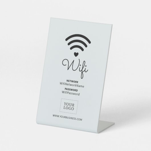Modernes Herz Business Wifi Kennwort Begrüßungszei Sockelschild (Vorderseite)