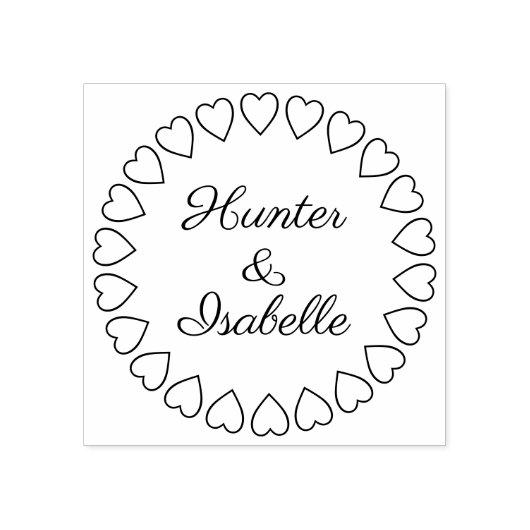 Modernes Herz Circle Wreath Einfache Elegante Hoch Gummistempel (Prägung)