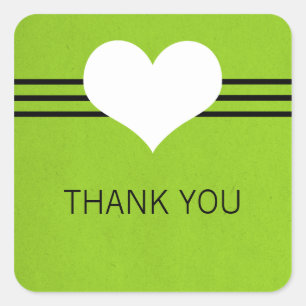 Modernes Herz Danke Stickers, Grün Quadratischer Aufkleber
