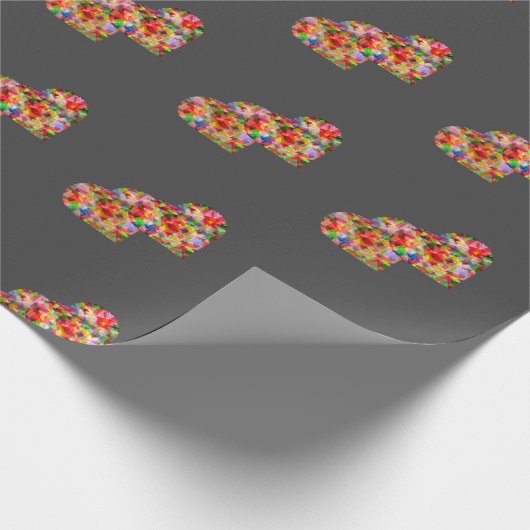 Modernes Herz dunkelgrau Geschenkpapier (Ecke)