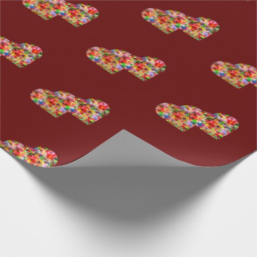 Modernes Herz dunkelrot Geschenkpapier (Ecke)