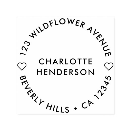 Modernes Herz | Einfache runde Rücksendeadresse Permastempel (Design)