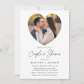 Modernes Herz-Foto Couple-Dusche Einladung (Vorderseite)