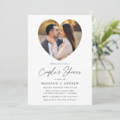 Modernes Herz-Foto Couple-Dusche Einladung (Stehend Vorderseite)