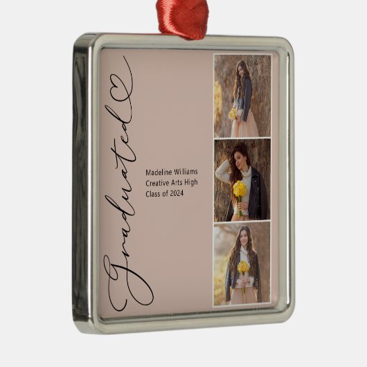 Modernes Herz-Graduat-Foto Ornament Aus Metall (Rechts)