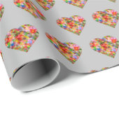 Modernes Herz-Graumuster Geschenkpapier (Rolleneckpunkt)