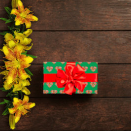 Modernes Herz-Grün Geschenkpapier