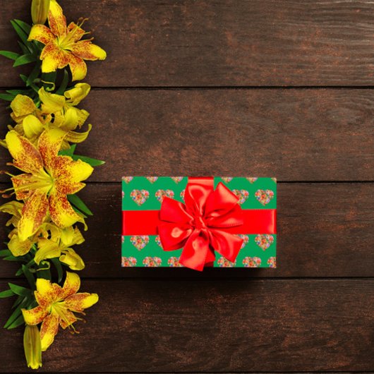 Modernes Herz-Grün Geschenkpapier