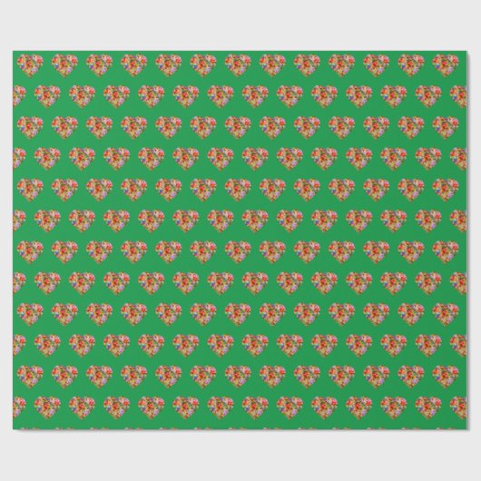 Modernes Herz-Grün Geschenkpapier (Flach)
