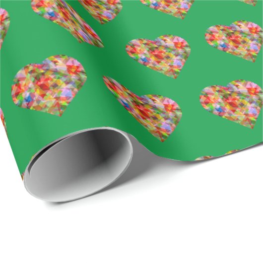 Modernes Herz-Grün Geschenkpapier (Rolleneckpunkt)