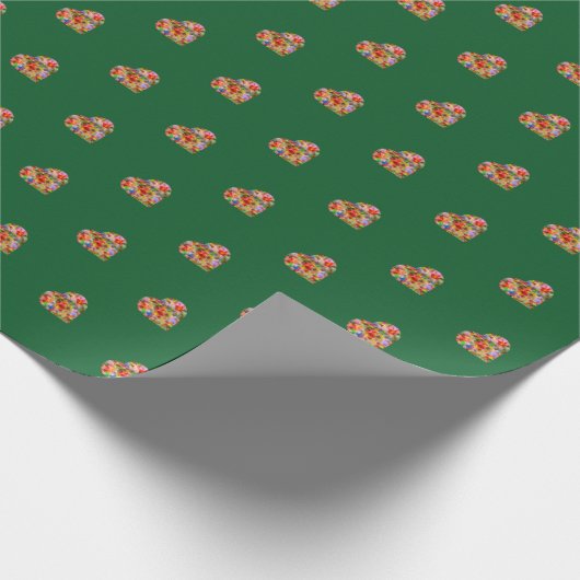 Modernes Herz-Grün-Verpackungspapier Geschenkpapier (Ecke)