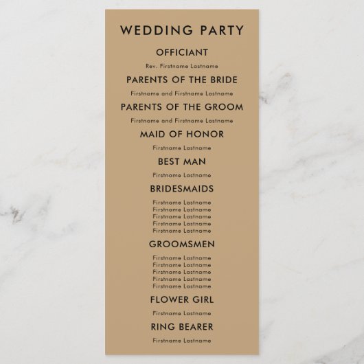 Modernes Herz-Hochzeitsprogramm für Zeremonie Programm (Rückseite)