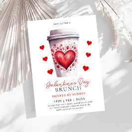 Modernes Herz-Kaffee Valentines Galentines Party Einladung