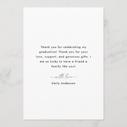 Modernes Herz-Kalligrafie-Abschluss-Foto Dankeskarte (Rückseite)