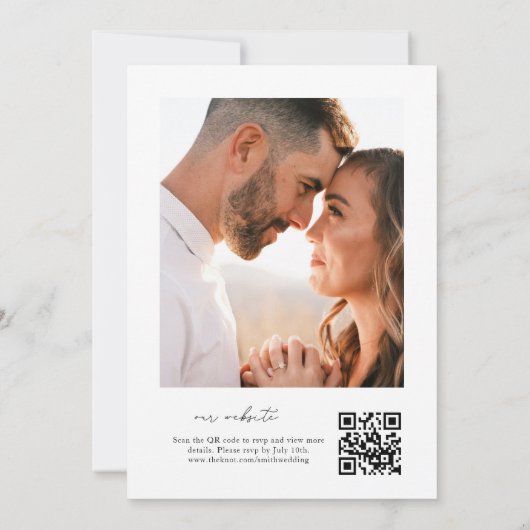 Modernes Herz Kalligrafie Foto QR Code Einladung (Rückseite)