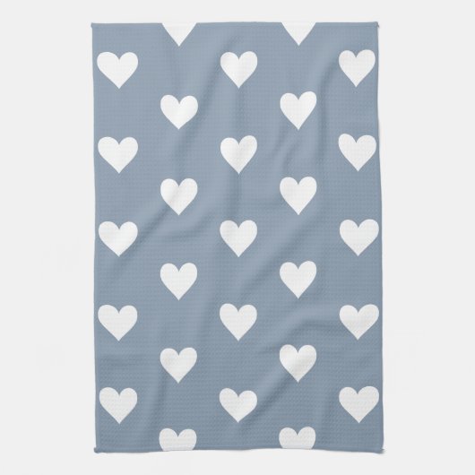 Modernes Herz Muster Dusty Blue Geschirrtuch (Vertikal)