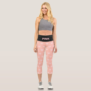 Modernes Herz Muster & editierbarer rosa Text Capri Leggings