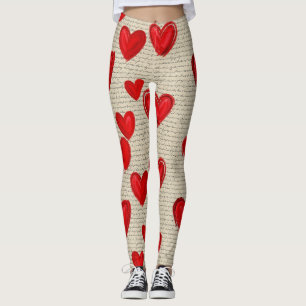 Modernes Herz Muster mit Schrift Hintergrund (13) Leggings