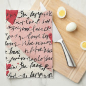 Modernes Herz Muster mit Schrift Hintergrund (14) Geschirrtuch (Viertel Falte)