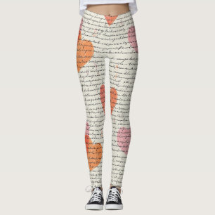 Modernes Herz Muster mit Schrift Hintergrund (14) Leggings