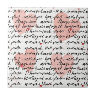 Modernes Herz-Muster mit Schrift-Hintergrund (19) Fliese