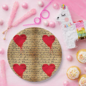 Modernes Herz Muster mit Schrift Hintergrund (3) Pappteller (Party)