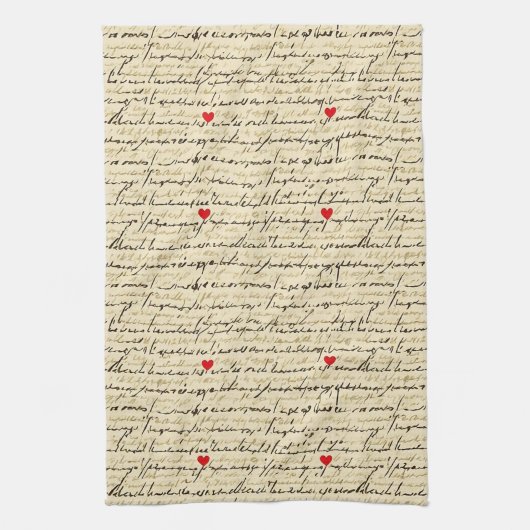 Modernes Herz Muster mit Schrift Hintergrund (4) Geschirrtuch (Vertikal)