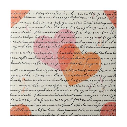 Modernes Herz Muster mit Schrift Hintergrund (8) Fliese (Vorderseite)