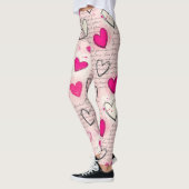 Modernes Herz Muster mit Skript-Hintergrund (11) Leggings (Links)