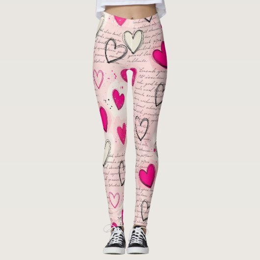 Modernes Herz Muster mit Skript-Hintergrund (11) Leggings (Vorderseite)