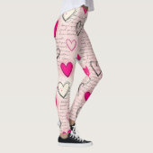 Modernes Herz Muster mit Skript-Hintergrund (11) Leggings (Rechts)