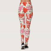 Modernes Herz Muster mit Skript-Hintergrund (12) Leggings (Rückseite)