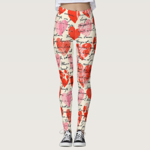 Modernes Herz Muster mit Skript-Hintergrund (12) Leggings