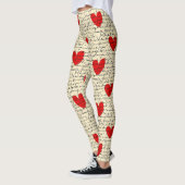 Modernes Herz Muster mit Skript-Hintergrund (15) Leggings (Links)