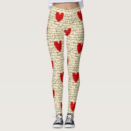 Modernes Herz Muster mit Skript-Hintergrund (15) Leggings (Vorderseite)