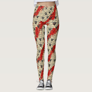 Modernes Herz Muster mit Skript-Hintergrund (1) Leggings