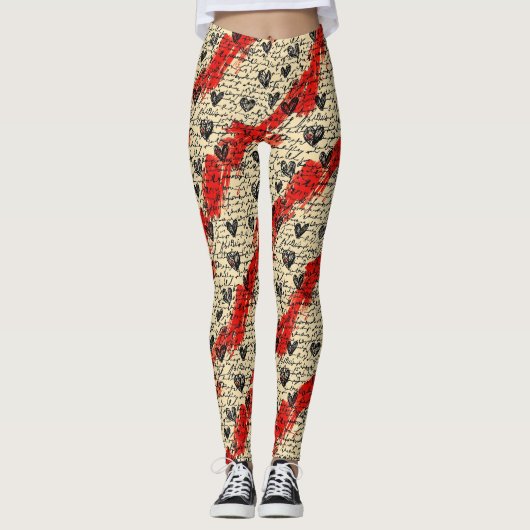 Modernes Herz Muster mit Skript-Hintergrund (1) Leggings (Vorderseite)