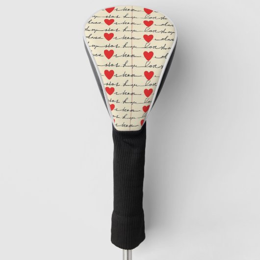 Modernes Herz Muster mit Skript-Hintergrund (20) Golf Headcover (Vorderseite)