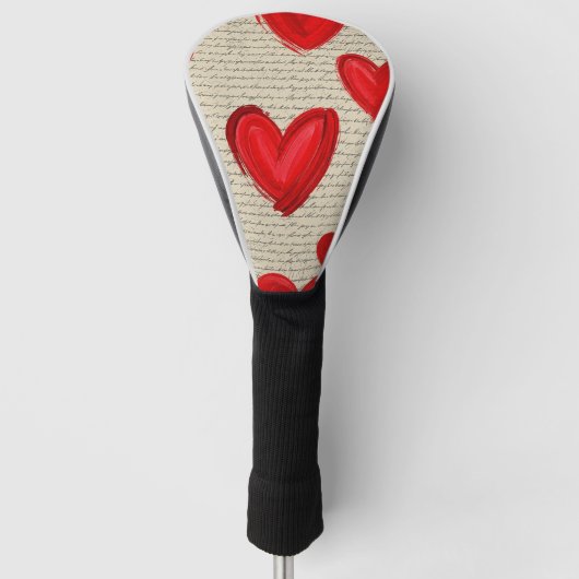 Modernes Herz Muster mit Skript-Hintergrund (5) Golf Headcover (Vorderseite)