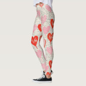 Modernes Herz Muster mit Skript-Hintergrund (5) Leggings (Links)